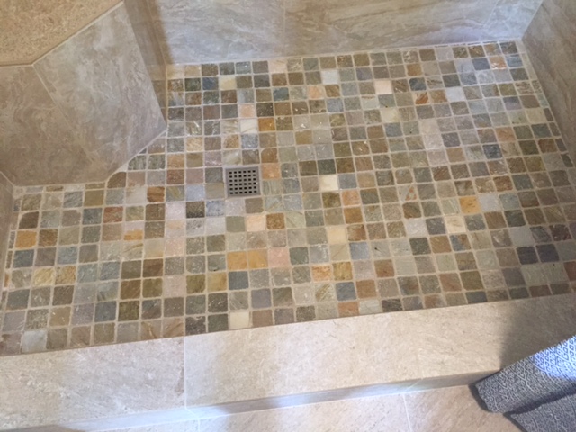 Shower tile work.  